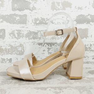 New Mia Cassai Champagne Ankle Strap Heeled Sandals K249